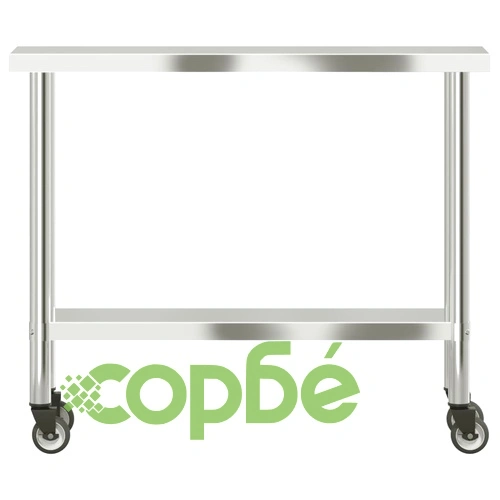 Кухненска работна маса с колелца, 110x30x85 см, инокс ➤ топ цена ➤ sorbe.bg