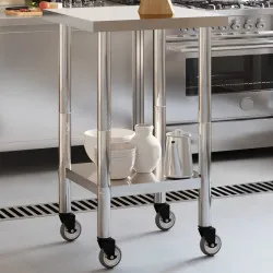 Кухненска работна маса с колелца 55x55x85 см неръждаема стомана