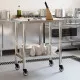 Кухненска работна маса с колелца, 82,5x55x85 см, инокс