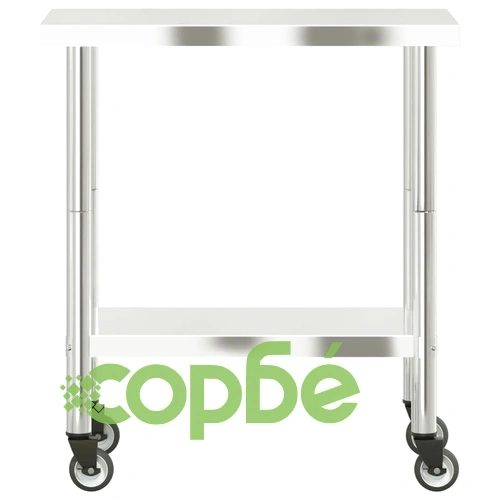 Кухненска работна маса с колелца, 82,5x55x85 см, инокс ➤ топ цена ➤ sorbe.bg