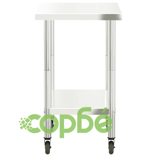 Кухненска работна маса с колелца, 82,5x55x85 см, инокс ➤ топ цена ➤ sorbe.bg
