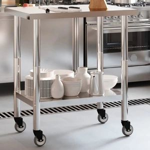 Кухненска работна маса с колелца, 82,5x55x85 см, инокс