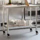 Кухненска работна маса с колелца, 110x55x85 см, инокс