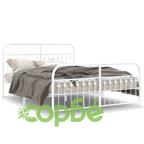 Метална рамка за легло с горна и долна табла, бяла, 160x200 см ➤ топ цена ➤ sorbe.bg