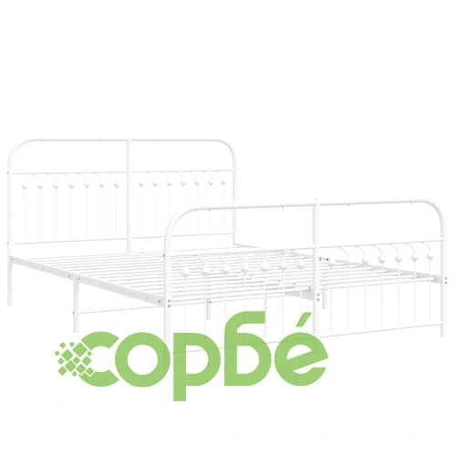 Метална рамка за легло с горна и долна табла, бяла, 160x200 см ➤ топ цена ➤ sorbe.bg