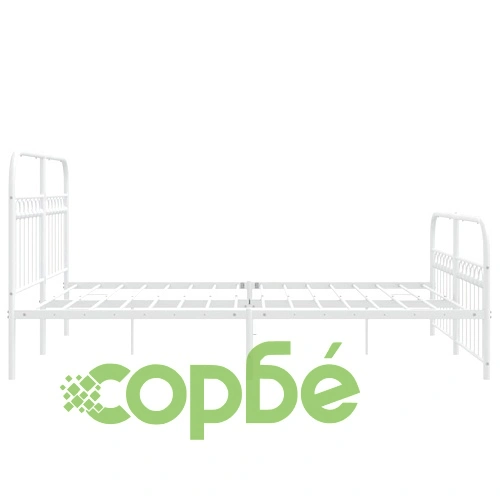 Метална рамка за легло с горна и долна табла, бяла, 160x200 см ➤ топ цена ➤ sorbe.bg