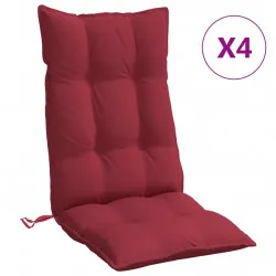 Възглавници за стол с висока облегалка 4 бр виненочервен плат