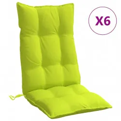 Възглавници за столове с облегалка 6 бр яркозелени Оксфорд плат