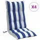 Възглавници за столове с облегалки 4 бр синьо-бели Оксфорд плат