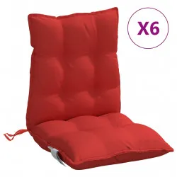 Възглавници за стол с ниска облегалка 6 бр червен Оксфорд плат