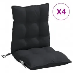 Възглавници за стол ниска облегалка 4 бр черни Оксфорд плат