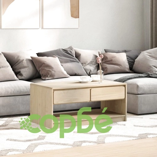 Кафе маса SAUDA, дъб, 99x55x45 см, борово дърво масив ➤ топ цена ➤ sorbe.bg