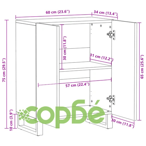 Бюфет, 60x34x75 см, мангово дърво масив ➤ топ цена ➤ sorbe.bg