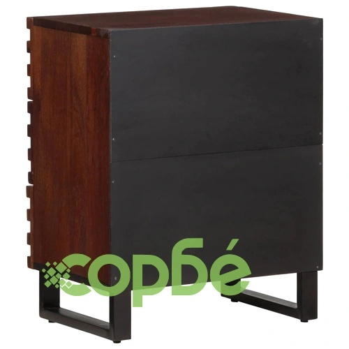 Нощно шкафче, кафяво, 50x34x62 см, мангово дърво масив ➤ топ цена ➤ sorbe.bg