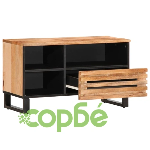 ТВ шкаф, 80x34x46 см, грубо мангово дърво масив ➤ топ цена ➤ sorbe.bg