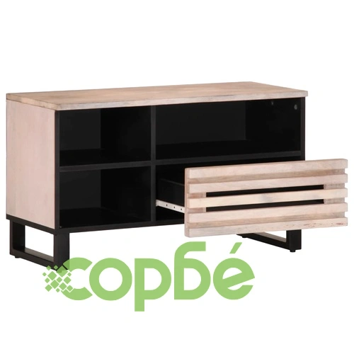 ТВ шкаф, 80x34x46 см, масивно мангово дърво ➤ топ цена ➤ sorbe.bg