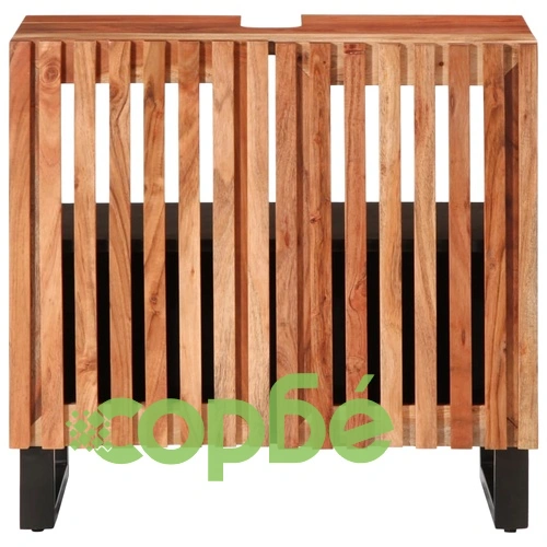 Шкаф за баня 62x34x58 см масивно акациево дърво ➤ топ цена ➤ sorbe.bg