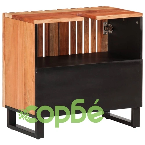 Шкаф за баня 62x34x58 см масивно акациево дърво ➤ топ цена ➤ sorbe.bg