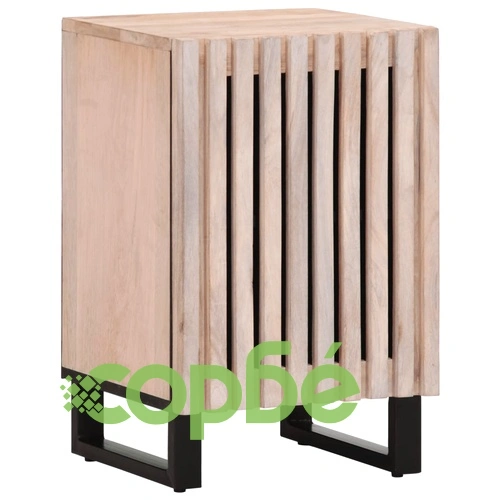 Шкаф за баня 38x34x58 см масивно дърво груб манго ➤ топ цена ➤ sorbe.bg