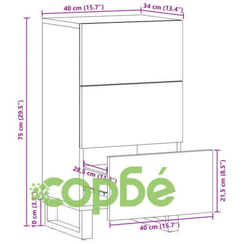Бюфет, 40x34x75 см, мангово дърво масив ➤ топ цена ➤ sorbe.bg