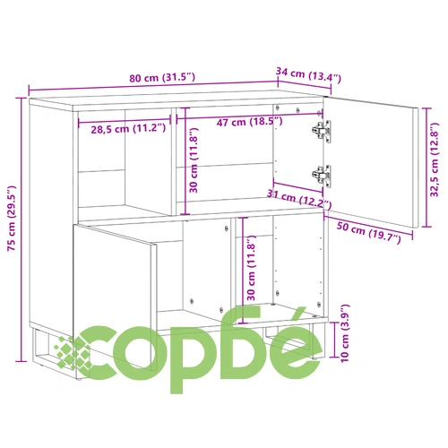 Бюфет, 80x34x75 см, акациево дърво масив ➤ топ цена ➤ sorbe.bg