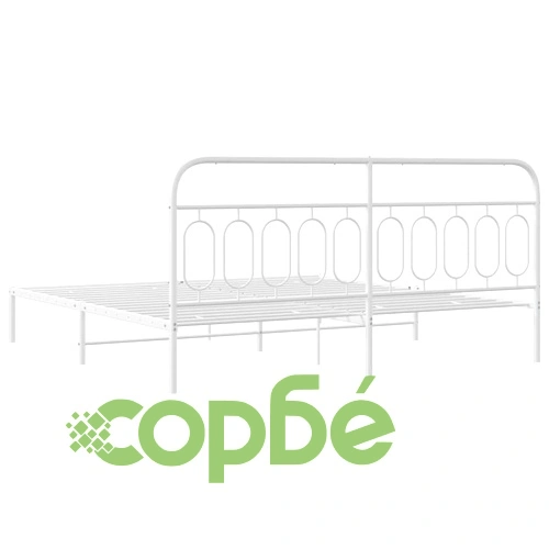 Метална рамка за легло с горна табла, бяла, 200x200 см ➤ топ цена ➤ sorbe.bg