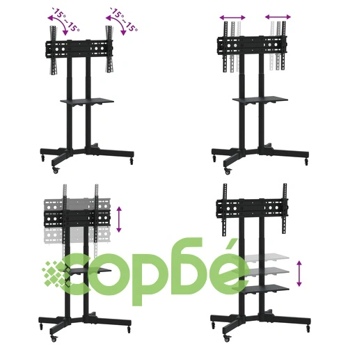 ТВ стойка на колелца 32-70 инча екран VESA 600x400 мм 50 кг ➤ топ цена ➤ sorbe.bg