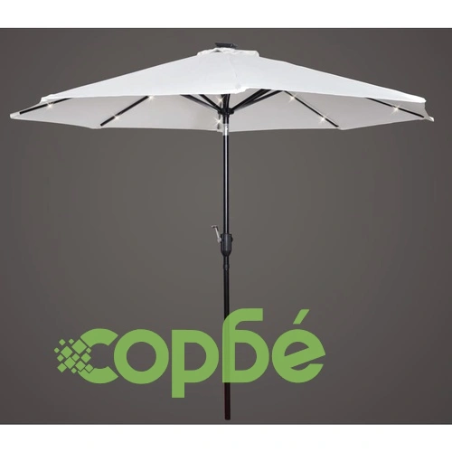 Чадър за слънце с LED светлини, бял, 240 см. ➤ топ цена ➤ sorbe.bg