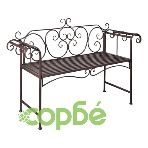 Градинска пейка, 132 см, стомана, антично кафяво ➤ топ цена ➤ sorbe.bg