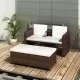 Градински комплект с възглавници, 4 части, кафяв полиратан