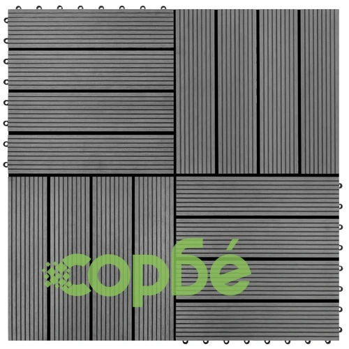 WPC декинг плочки сиви, 30х30 см, 11 бр, 1 м² ➤ топ цена ➤ sorbe.bg