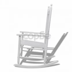 Люлеещ се стол със заоблена седалка, бял, дърво
