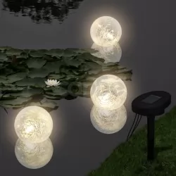 Плуващи соларни LED лампи – сфери за басейн – 3 бр.