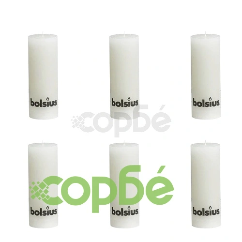 Bolsius класически свещи 190 x 68 мм, цвят бял - 6 броя ➤ топ цена ➤ sorbe.bg