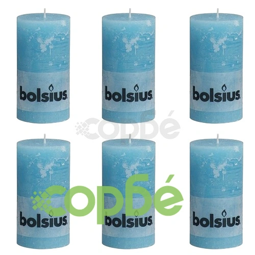 Bolsius класически свещи 130 x 68 мм, цвят морско син - 6 броя ➤ топ цена ➤ sorbe.bg