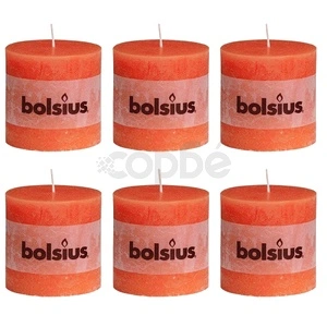 Bolsius Свещи стил рустик, стълбовидни, 6 бр, 100x100 мм, цвят оранжев