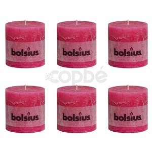 Bolsius Свещи стил рустик, стълбовидни, 6 бр, 100x100 мм, цвят фуксия