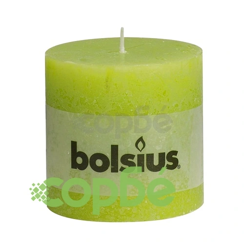 Bolsius Свещи стил рустик, стълбовидни, 6 бр, 100x100 мм, цвят лайм ➤ топ цена ➤ sorbe.bg