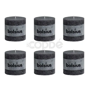Bolsius Свещи стил рустик, стълбовидни, 6 бр, 100x100мм, цвят тъмносив
