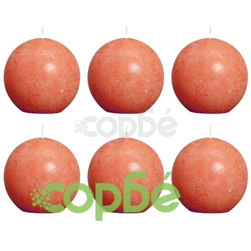 Bolsius Свещи стил рустик, сферични, 6 бр, 80 мм, цвят оранжев ➤ топ цена ➤ sorbe.bg