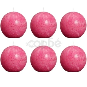 Bolsius Свещи стил рустик, сферични, 6 бр, 80 мм, цвят фуксия