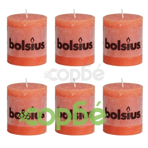 Bolsius класически свещи 80 x 68 мм, цвят оранжев - 6 броя ➤ топ цена ➤ sorbe.bg