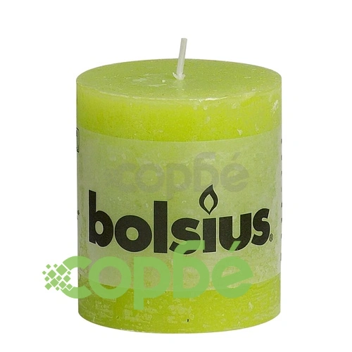 Bolsius Свещи стил рустик, стълбовидни, 6 бр, 80x68 мм, цвят лайм ➤ топ цена ➤ sorbe.bg