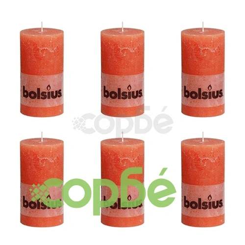 Bolsius класически свещи 130 x 68 мм, цвят оранжев - 6 броя ➤ топ цена ➤ sorbe.bg