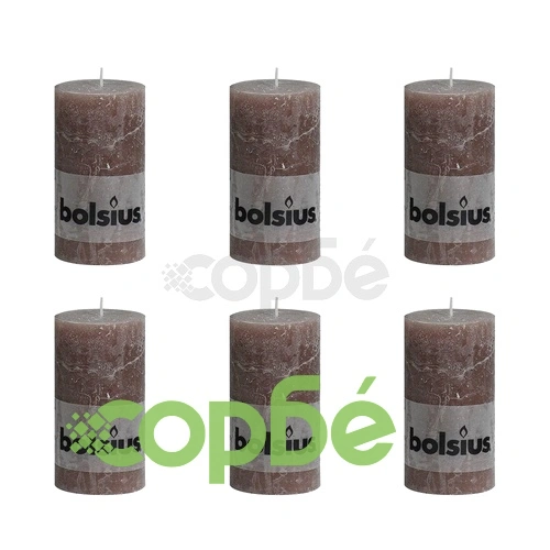 Bolsius класически свещи 130 x 68 мм, цвят кафяво-сив - 6 броя ➤ топ цена ➤ sorbe.bg