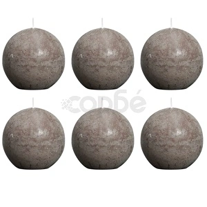 Bolsius Сферични свещи, 80 мм, цвят кафяво сив - комплект 6 броя 