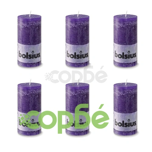 Bolsius Класически свещи 130 x 68 мм, цвят лилав - 6 броя ➤ топ цена ➤ sorbe.bg