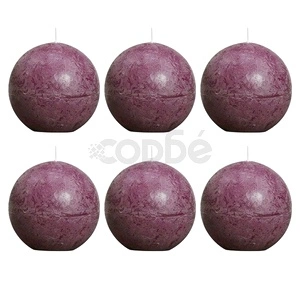 Bolsius Свещи стил рустик, сферични, 6 бр, 80 мм, цвят лилав