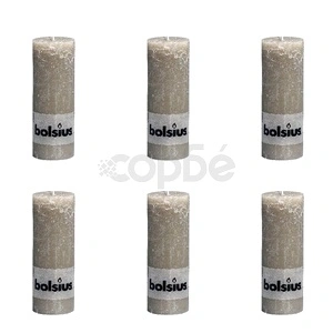 Bolsius класически свещи 190 x 68 мм, цвят каменно сив - 6 броя