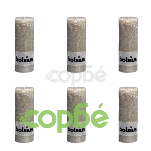 Bolsius класически свещи 190 x 68 мм, цвят каменно сив - 6 броя ➤ топ цена ➤ sorbe.bg